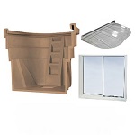 Finished basements completed safely and easily with a 3-in-1 egress window kit, containing well, window and well cover.    