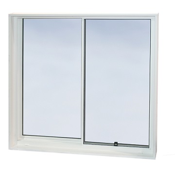 Sliding basement window that fulfills IRC egress requirements for home fire safety. Highly efficient double-glazed insulated glass.  